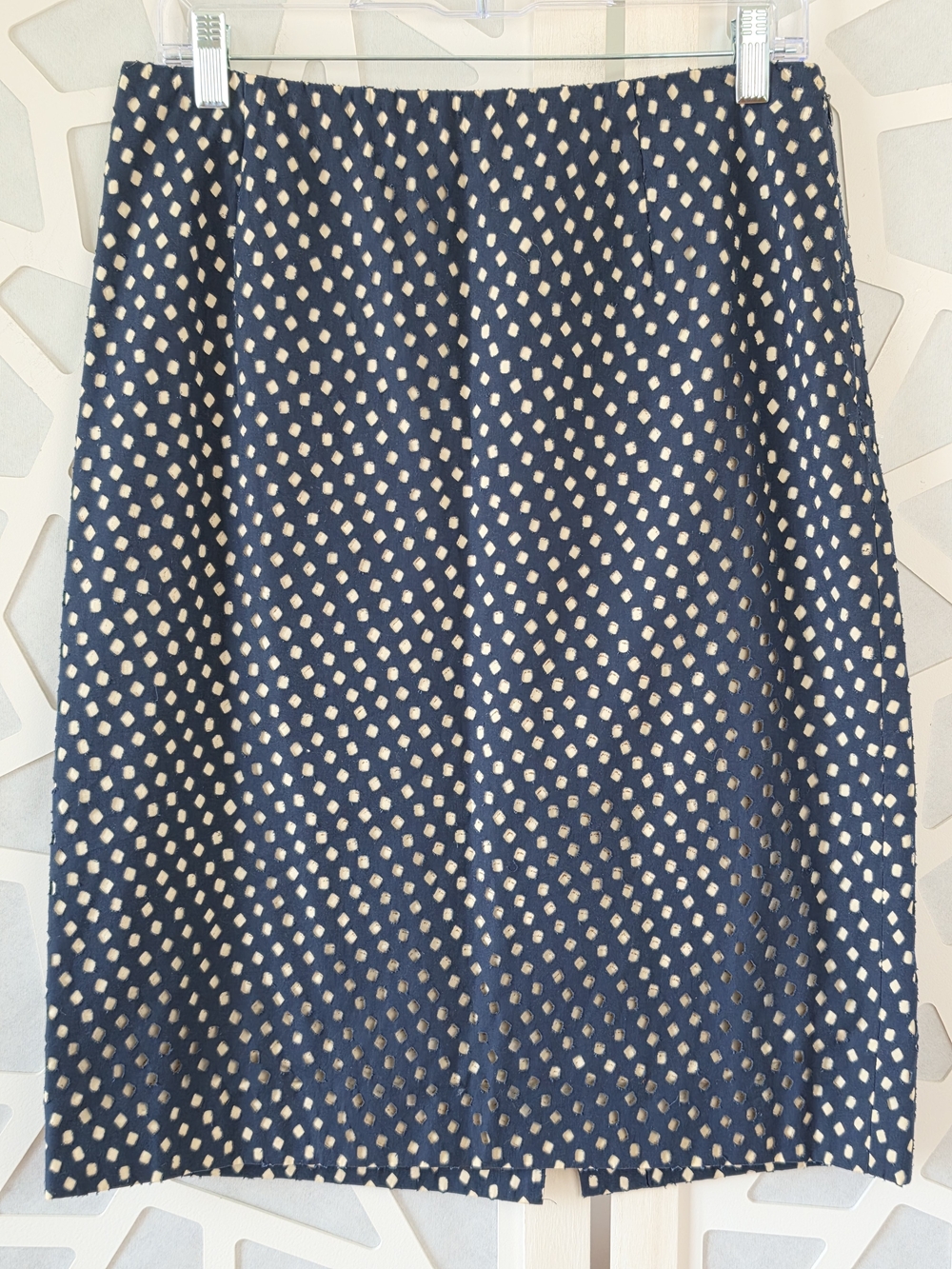 Prada Navy A-Line Skirt with Cream Dot Pattern - Picture 1 of 9